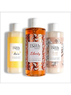 The Bath Factory Duş Jeli Seti 3 x 400 Ml Liberty Gold Aura Vanilya Koku ve Nemlendirici Etki