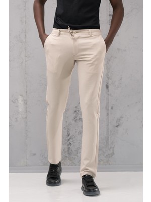 Beli Lastikli ve Iplikli Armürlü Slimfit Pamuklu Likralı Jogger Pantolon