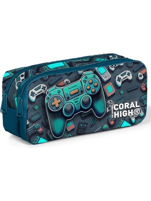 Coral High Kids Nefti Gamer Desenli Iki Bölmeli Kalem Çantası 12097