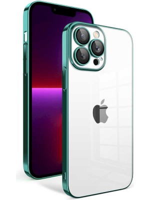 ZORE Apple iPhone 13 Pro Uyumlu Kamera Korumalı Renkli Çerçeveli Zore Garaj Kapak-Koyu YEŞIL-8680436638583-TA83