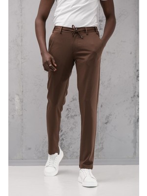 Beli Lastikli ve Iplikli Rayon Kumaş Regular Fit Likralı Jogger Pantolon