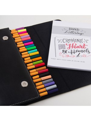 2k S.deri Kalemlik Boya Kalemi/dolma Kalem/roller Kalem/koleksiyon Kalem Çantası, 24'lü,mıknatıs Kapaklı,siyah