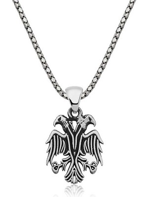 Noip 925 Ayar Gümüş Çift Başlı Kartal Erkek Gümüş Kolye (PT2610889) (372372)