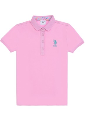 U.S. Polo Assn. Kız Çocuk Pembe Polo Yaka Basic Tişört 50298183-VR211