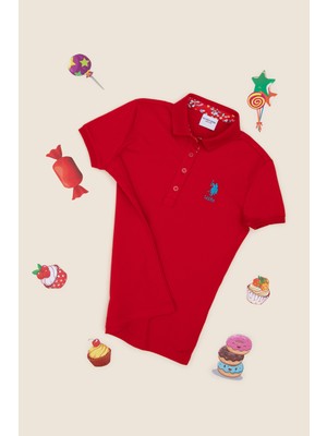 U.S. Polo Assn. Kız Çocuk Kırmızı Polo Yaka Basic Tişört 50298183-VR030