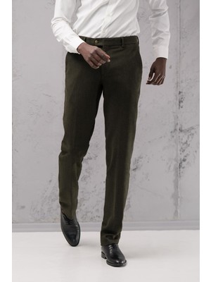 Ecer Regular Fit Düz Kalın Kışlık Gabardin Yan Cepli Pantolon