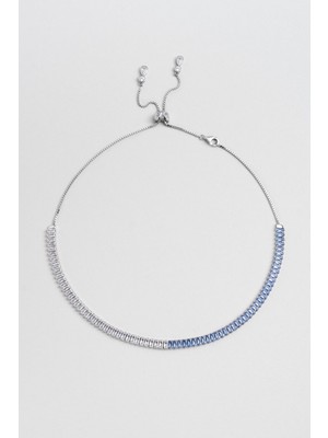 Renkli Baget 18 Ayar Beyaz Altın Kaplama Ayarlanabilir Gümüş Choker Kolye