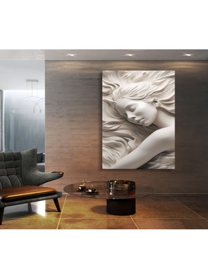 Mermer Görünümlü Kadın Yüzü Kanvas Tablo 50 x 70 -70 x 100 Ölçü Seçenekleri