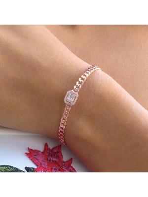 Necati Gün Rose Kaplama Zincirli Baget Taş Bileklik