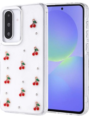 Heptek İletişim Samsung Galaxy A36 Kılıf Airbag Tasarımlı Simli Şeffaf Kapak (Kutup)