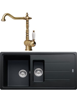 Franke Bfg 651 Nero Evye, Old England Bronz Armatür Set