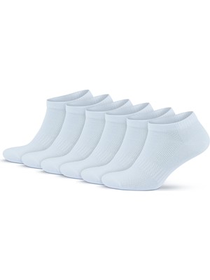 Gowith 6'lı Premium Penye Pamuklu Beyaz Desensiz Spor Erkek Kadın Patik Sneaker Çorap 3009