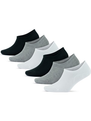 6'lı Bambu Siyah Dikişsiz Elastan Görünmez No Show Sneakers Kadın Çorabı 2112