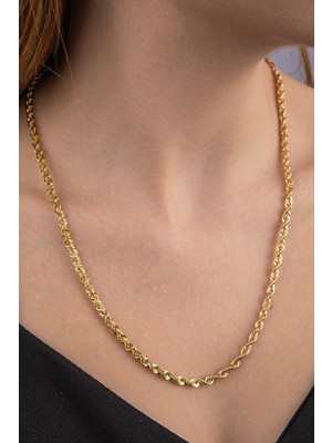 Fiyonk Kuyumculuk 14 Ayar Altın Işıltılı Burgu Zincir Kolye 3.90 mm