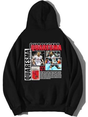 BRZ Collection Unisex Oversize Ricardo Quaresma Hoodie Kapüşonlu Siyah Grafik Desenli Kolsuz