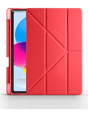 Ipad (A16) 11. Nesil 2025 11 Inç Kılıf Kalem Bölmeli Trifolding Standlı Uyku Modlu Silikon Kapak