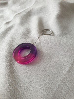 LuArte Epoksi Mor Pembe O Harf Anahtarlık