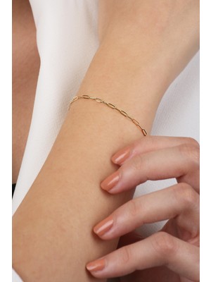 Diamine 14 Ayar Altın Ince Ataç Bileklik