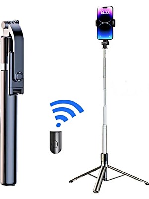 R1S-L Bluetooth Kumandalı 170CM Tripod LED Işıklı Selfie Çubuğu Telefon Tripodu - Uzayabilen Taşınabilir Tripod