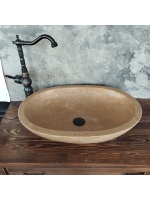 Koyu Traverten Oval Lavabo