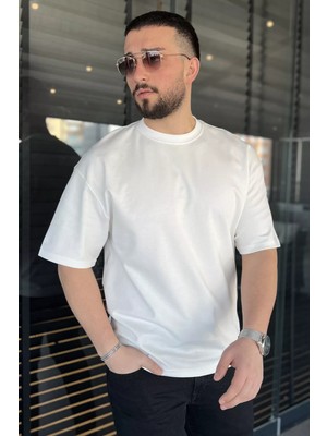 Erkek Bisiklet Yaka Basic Oversize Tişört P-00015026