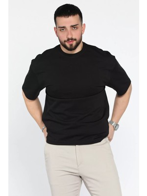 Erkek Bisiklet Yaka Basic Oversize Tişört P-00015026