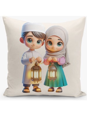 Filamente Çift Taraflı Çocuk Desenli Dijital Baskı Kırlent Kılıfı