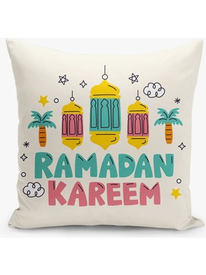 Filamente Çift Taraflı Ramazan - Ramadan Desenli Dijital Baskı Kırlent Kılıfı