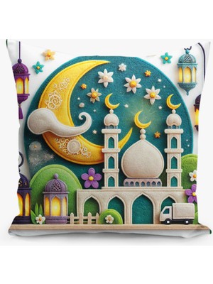 Filamente Çift Taraflı Ramazan - Ramadan Desenli Dijital Baskı Kırlent Kılıfı