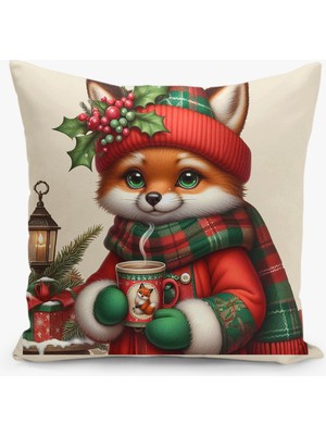 Filamente Çift Taraflı Yılbaşı Cristmas Desenli Dijital Baskı Kırlent Kılıfı