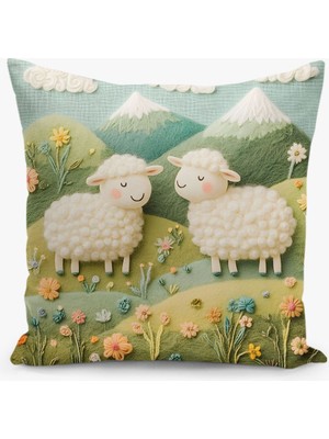 Filamente Çift Taraflı Çocuk Keçe Desenli Dijital Baskı Kırlent Kılıfı