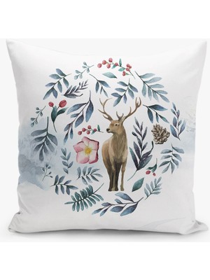 Filamente Çift Taraflı Yılbaşı Cristmas Desenli Dijital Baskı Kırlent Kılıfı