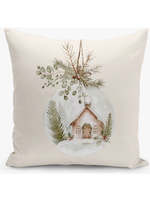 Filamente Çift Taraflı Yılbaşı Cristmas Desenli Dijital Baskı Kırlent Kılıfı