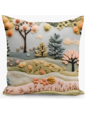 Filamente Çift Taraflı Çocuk Keçe Desenli Dijital Baskı Kırlent Kılıfı