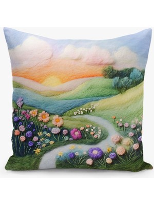 Filamente Çift Taraflı Keçe Desenli Dijital Baskı Kırlent Kılıfı