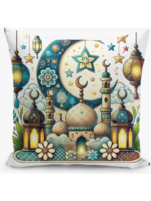 Filamente Çift Taraflı Ramazan - Ramadan Desenli Dijital Baskı Kırlent Kılıfı