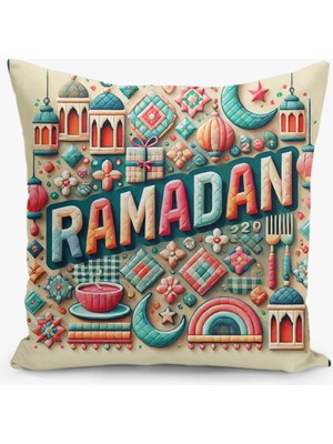 Filamente Çift Taraflı Ramazan - Ramadan Desenli Dijital Baskı Kırlent Kılıfı