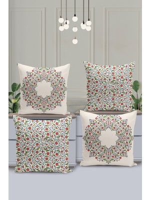 Filamente 4'lü Kırlent Kılıf Seti Ramazan - Ramadan Desenli Çift Taraflı Dijital Baskılı