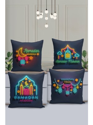 Filamente 4'lü Kırlent Kılıf Seti Ramazan - Ramadan Desenli Çift Taraflı Dijital Baskılı