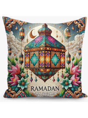 Filamente Çift Taraflı Ramazan - Ramadan Desenli Dijital Baskı Kırlent Kılıfı