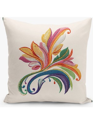 Filamente Çift Taraflı Nakış Desenli Dijital Baskı Kırlent Kılıfı