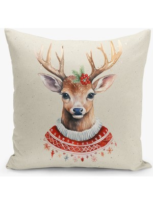 Filamente Çift Taraflı Yılbaşı Cristmas Desenli Dijital Baskı Kırlent Kılıfı