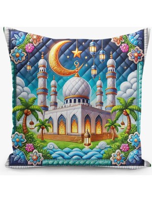 Filamente Çift Taraflı Ramazan - Ramadan Desenli Dijital Baskı Kırlent Kılıfı