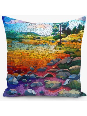 Filamente Çift Taraflı Mozaik Desenli Dijital Baskı Kırlent Kılıfı