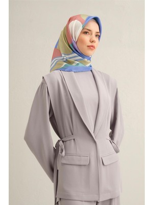Armine Geometrik Desenli Saf İpek Twill Eşarp 9313D 56
