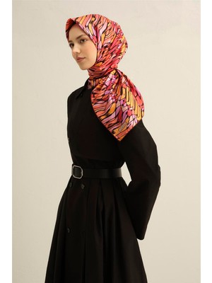 Armine Soyut Desenli Saf İpek Twill Eşarp 9335D 33