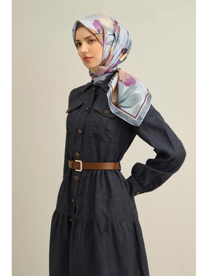 Armine Çiçek Desenli Saf İpek Twill Eşarp 9312D 35
