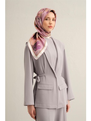 Armine Çiçek Desenli Saf İpek Twill Eşarp 9312D 58