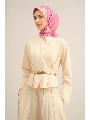 Armine Etnik Desenli Saf İpek Twill Eşarp 9338D 54