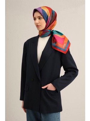 Armine Geometrik Desenli Saf İpek Twill Eşarp 9331D 80